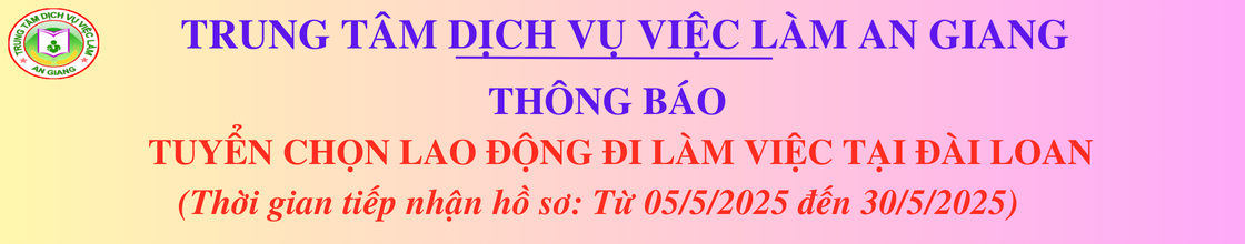 THÔNG BÁO TUYỂN LAO ĐỘNG ĐI LÀM VIỆC TẠI ĐÀI LOAN